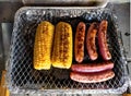 Sweet corn and sausages Royalty Free Stock Photo