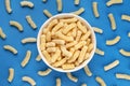 Sweet corn sticks isolated on blue background, top view Royalty Free Stock Photo