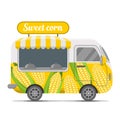 Sweet corn street food vector caravan trailer