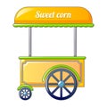 Sweet corn street shop icon, cartoon style