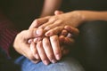 Sweet couple holding hands close up Royalty Free Stock Photo