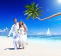 Sweet Couple on Tropical Beach Wedding Royalty Free Stock Photo