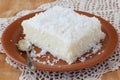 Sweet couscous (tapioca) pudding (cuscuz doce) with coconut