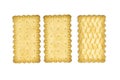 Rectangular wheat flour cookies. Sweet crackers on a white background top view.