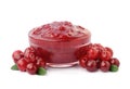 Sweet cranberries with jam isolated