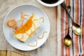 Sweet creamy pudding with cottage cheese and pumpkin souffle Royalty Free Stock Photo