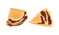 Sweet Crepe or Pancake Served with Chocolate Filling Vector Set