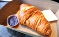 Sweet Croissant on the coffee break time Royalty Free Stock Photo