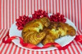 Sweet Croissants with chocolate Christmas present Royalty Free Stock Photo