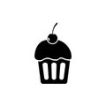 Sweet Cup Cake with Cherry Vector Icon Royalty Free Stock Photo
