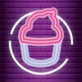 Sweet cup cake neon light label