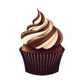 Sweet cupcake with chocolate icing and sprinkles Royalty Free Stock Photo