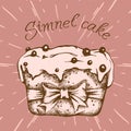 Sweet cupcake with cream. Set from vector cards vintage inscription. Hand draw.