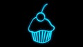 Sweet cupcake. Neon bright sign, light banner. Logo confectionary, bakery. Vector image