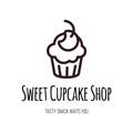 Sweet cupcake shop lettering vector logo concept Royalty Free Stock Photo