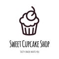 Sweet cupcake shop lettering vector logo concept Royalty Free Stock Photo