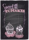 Sweet cupcakes chalkboard. Royalty Free Stock Photo
