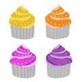 Sweet cupcakes with cream and berries cartoon. Royalty Free Stock Photo