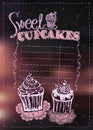 Sweet cupcakes menu list Royalty Free Stock Photo