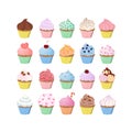 Sweet cupcakes set. Royalty Free Stock Photo