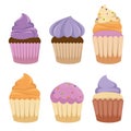 Sweet cupcakes set icons Royalty Free Stock Photo