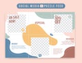 Sweet and cute editable social media grid post puzzle feed vector design template in abstract flat pastel liquid trendy soft Royalty Free Stock Photo