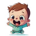 Sweet cute little and newborn baby. Sweet smiling baby. Friendly happy illustration.