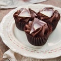 Sweet dark chocolate cupcakes Royalty Free Stock Photo