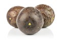 Sweet dark passion fruit isolated on white Royalty Free Stock Photo