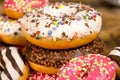 Sweet and delicacy donut - American donuts closeup
