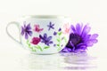 A cute little teacup with flowera on it. Royalty Free Stock Photo
