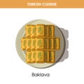 Sweet delicious Baklava on plate from Turkish cuisine