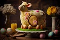 sweet delicious festive easter lamb cake on table