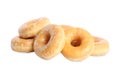 Sweet delicious glazed donuts on background