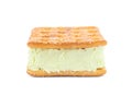 Sweet delicious ice cream cookie sandwich isolated Royalty Free Stock Photo