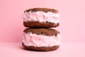 Sweet delicious ice cream cookie sandwiches Royalty Free Stock Photo