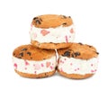 Sweet delicious ice cream cookie sandwiches isolated Royalty Free Stock Photo