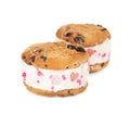 Sweet delicious ice cream cookie sandwiches isolated Royalty Free Stock Photo
