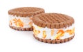 Sweet delicious ice cream cookie sandwiches isolated Royalty Free Stock Photo