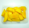 sweet and delicious mango slices on the table Royalty Free Stock Photo