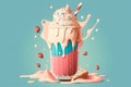 Sweet and Delicious Milkshake: An Illustration of Food Art as a Dream. Generative AI