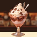 Sweet delight chocolate pudding ice cream adorned with heavenly whipped cream