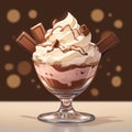 Sweet delight chocolate pudding ice cream adorned with heavenly whipped cream