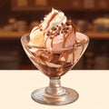 Sweet delight chocolate pudding ice cream adorned with heavenly whipped cream