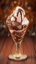 Sweet delight chocolate pudding ice cream adorned with heavenly whipped cream