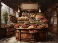 Sweet Delights: 3D Rendering of a Bakery Shop Overflowing with Tempting Sweets Royalty Free Stock Photo