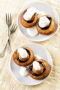 Beignets with chocolate and cream