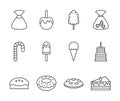 Sweet dessert candy and pastry icons set line Royalty Free Stock Photo