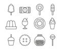 Sweet dessert candy and pastry icons set line Royalty Free Stock Photo