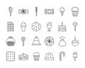 Sweet dessert candy and pastry icons set line Royalty Free Stock Photo